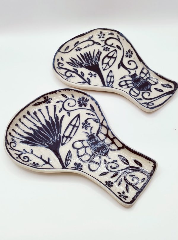Floral Blue Whimsy Spoon Rest - Image 2