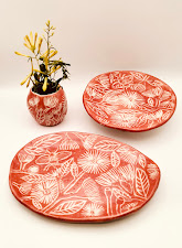 Red Botanical Dresser Set