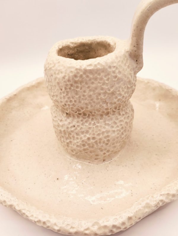 Textured Stoneware Candle Holder - Image 3