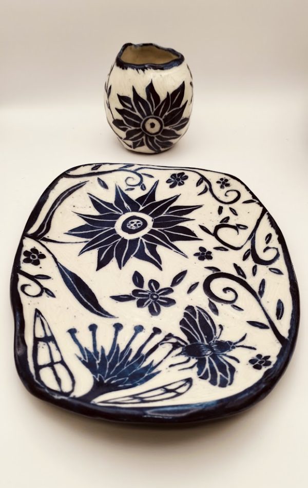 Blue Whimsy Dresser Tray & Bud Vase Set - Image 3
