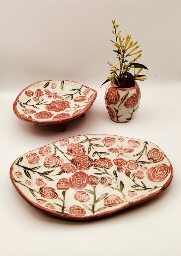 Red Rose Dresser Set