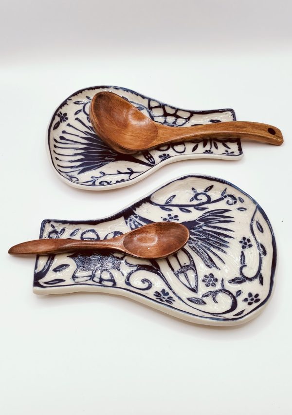 Floral Blue Whimsy Spoon Rest - Image 4
