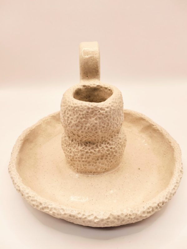 Textured Stoneware Candle Holder - Image 4