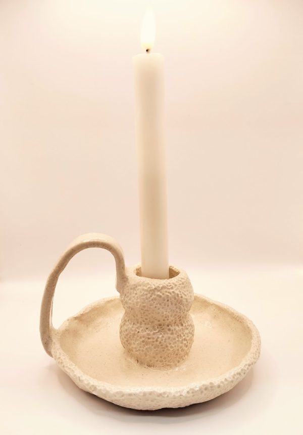 Textured Stoneware Candle Holder