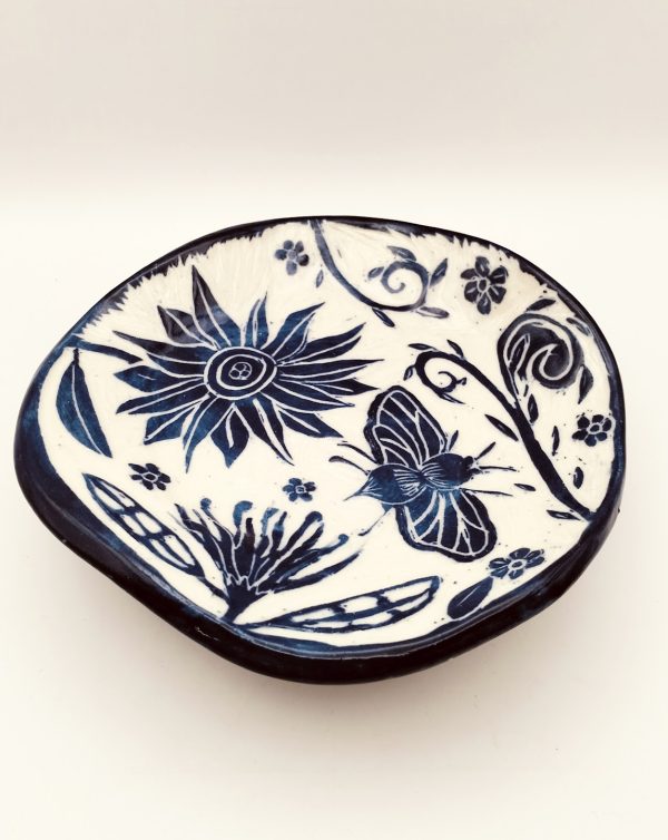 Blue Floral Footed Tray & Ring Dish Set - Image 5