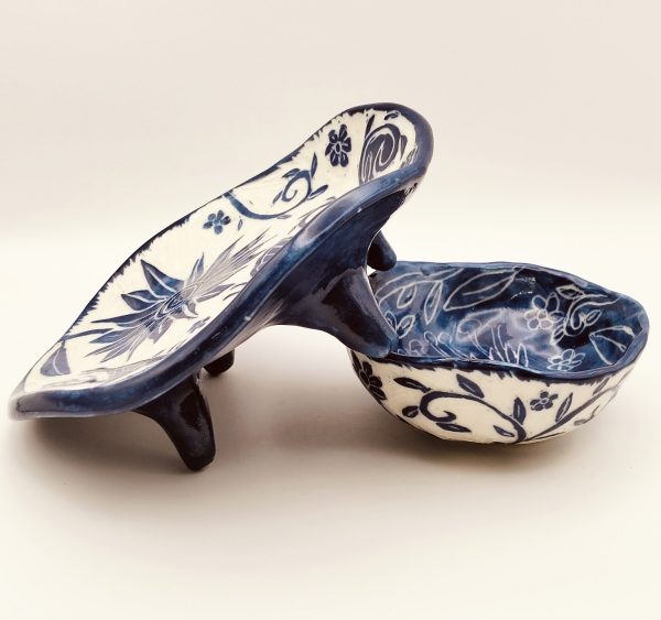 Blue Floral Footed Tray & Ring Dish Set - Image 6