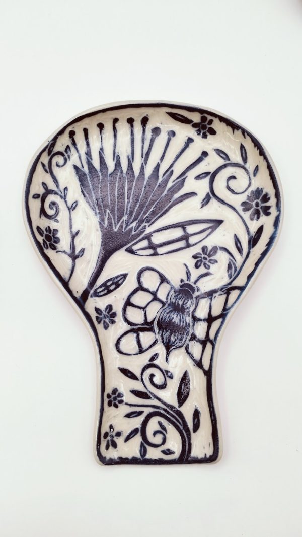 Floral Blue Whimsy Spoon Rest