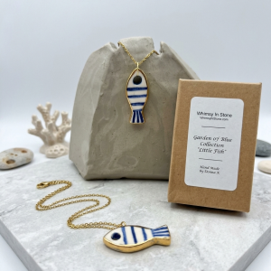 Garden of Blue "Little Fish" Porcelain Necklace