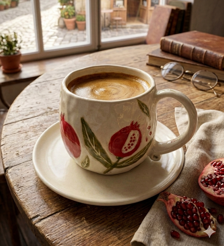 The Pomegranate Hand-Pinched Sgraffito Mug